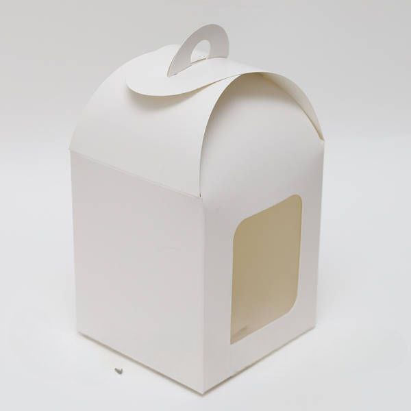 Коробка для кулича белая куполообразная, с окном